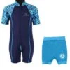 Essentials Baby Swim Kit - Patterned Lycra Arm Wetsuit + Nappy Shorts (Aqua)