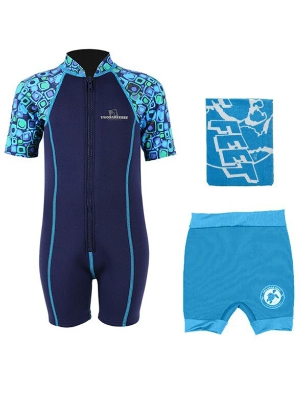 Deluxe Baby Swim Kit - Patterned Lycra Arm Wetsuit + Nappy Shorts + Towel (Aqua) 1 Deluxe Baby Swim Kit - Patterned Lycra Arm Wetsuit + Nappy Shorts + Towel (Aqua)
