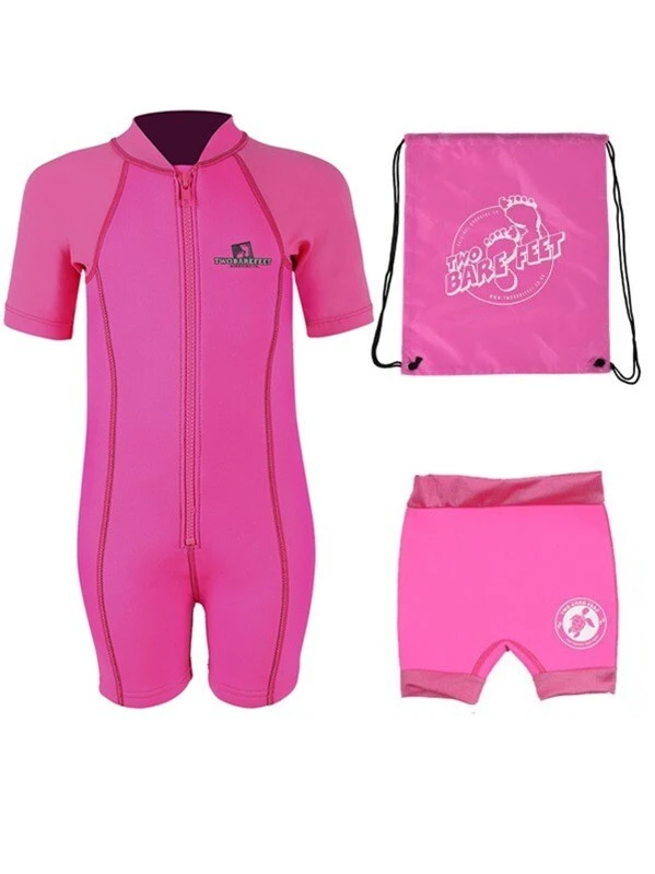 Deluxe Baby Swim Kit - Lycra Arm Wetsuit + Nappy Shorts + Bag (Pink) 1 Deluxe Baby Swim Kit - Lycra Arm Wetsuit + Nappy Shorts + Bag (Pink)