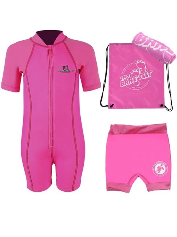 Premier Baby Swim Kit - Lycra Arm Wetsuit + Nappy Shorts + Towel + Bag (Pink) 1 Premier Baby Swim Kit - Lycra Arm Wetsuit + Nappy Shorts + Towel + Bag (Pink)