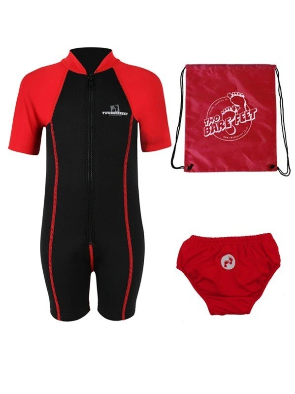 Deluxe Baby Swim Kit - Lycra Arm Wetsuit + Swim Nappy + Bag (Red) 1 Deluxe Baby Swim Kit - Lycra Arm Wetsuit + Swim Nappy + Bag (Red)