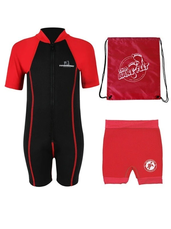Deluxe Baby Swim Kit - Lycra Arm Wetsuit + Nappy Shorts + Bag (Red) 1 Deluxe Baby Swim Kit - Lycra Arm Wetsuit + Nappy Shorts + Bag (Red)