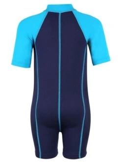 Deluxe Baby Swim Kit - Lycra Arm Wetsuit + Swim Nappy + Bag (Aqua) -Surf Tide Motion lycra armed baby blue.aqua back 1 1 1 1