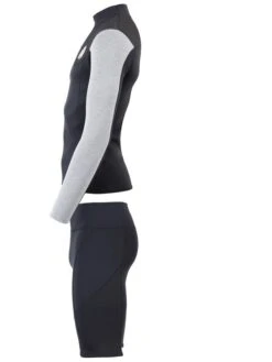 Two Bare Feet Mens Aspect Fleece Lined Zipless Thermal 2.5mm Superstretch Wetsuit Top & Shorts Set (Black/Grey/Grey) -Surf Tide Motion m0v21b 4