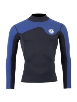 Two Bare Feet Mens Aspect Fleece Lined Zipless Thermal 2.5mm Superstretch Wetsuit Top & Pants Set (Black/Blue) -Surf Tide Motion m165yc a