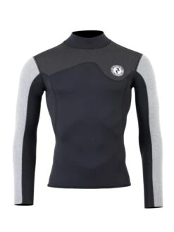 Two Bare Feet Mens Aspect Fleece Lined Zipless Thermal 2.5mm Superstretch Wetsuit Top & Pants Set (Black/Grey/Grey) -Surf Tide Motion m8y1oz u