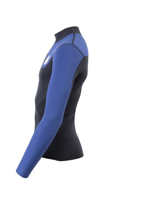 Two Bare Feet Mens Aspect Fleece Lined Zipless Thermal 2.5mm Superstretch Wetsuit Top (Black/Blue) - Image 3