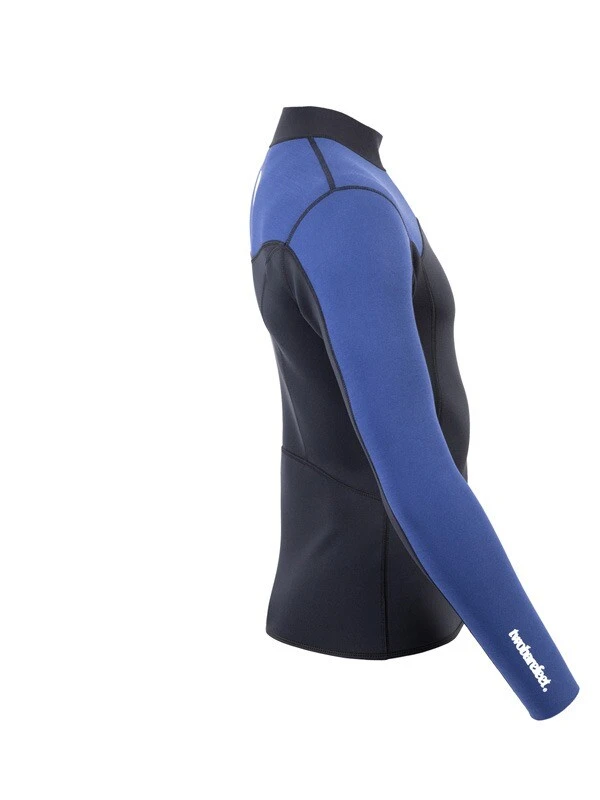 Two Bare Feet Mens Aspect Fleece Lined Zipless Thermal 2.5mm Superstretch Wetsuit Top (Black/Blue) - Image 7