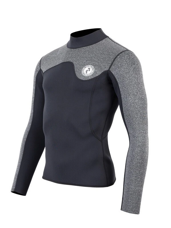 Two Bare Feet Mens Aspect Fleece Lined Zipless Thermal 2.5mm Superstretch Wetsuit Top (Black/Grey) 2 Two Bare Feet Mens Aspect Fleece Lined Zipless Thermal 2.5mm Superstretch Wetsuit Top (Black/Grey) - Image 2