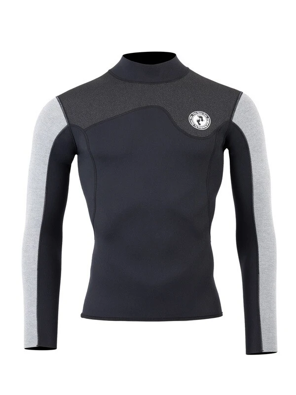 Two Bare Feet Mens Aspect Fleece Lined Zipless Thermal 2.5mm Superstretch Wetsuit Top (Black/Grey/Grey) 1 Two Bare Feet Mens Aspect Fleece Lined Zipless Thermal 2.5mm Superstretch Wetsuit Top (Black/Grey/Grey)