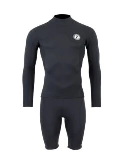 Two Bare Feet Mens Aspect Fleece Lined Zipless Thermal 2.5mm Superstretch Wetsuit Top & Shorts Set (Black)