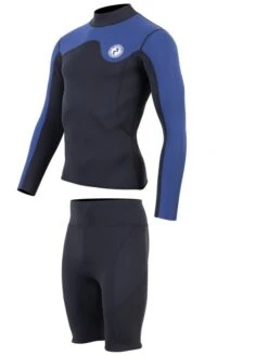 Two Bare Feet Mens Aspect Fleece Lined Zipless Thermal 2.5mm Superstretch Wetsuit Top & Shorts Set (Black/Blue) 10 Two Bare Feet Mens Aspect Fleece Lined Zipless Thermal 2.5mm Superstretch Wetsuit Top & Shorts Set (Black/Blue) -Surf Tide Motion mwo9tp z
