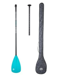 Two Bare Feet 2 Piece Fibreglass Hybrid SUP Paddle & Bag Package (Teal)