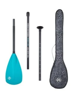 Two Bare Feet 3 Piece Fibreglass Hybrid SUP Paddle & Bag Package (Teal)