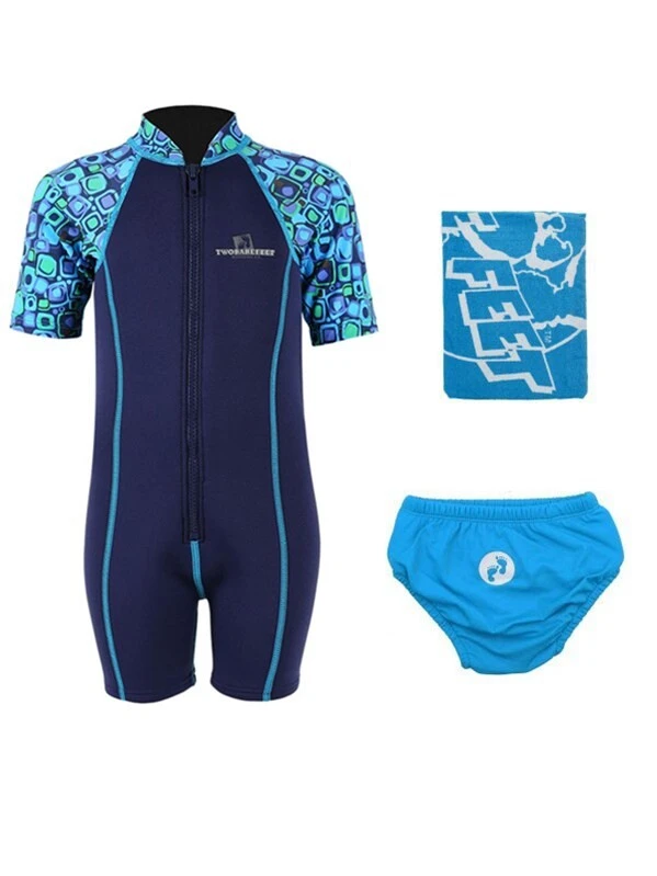 Deluxe Baby Swim Kit - Patterned Lycra Arm Wetsuit + Swim Nappy + Towel (Aqua) 1 Deluxe Baby Swim Kit - Patterned Lycra Arm Wetsuit + Swim Nappy + Towel (Aqua)