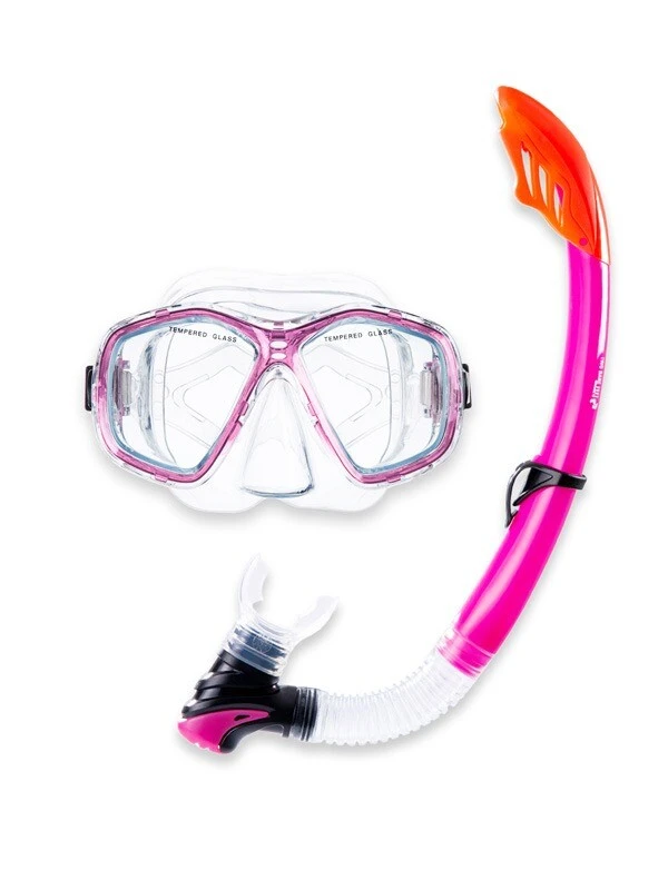 Two Bare Feet Adult PVC Mask, Snorkel & F70 Fins 3 Piece Set (Pink) 2 Two Bare Feet Adult PVC Mask, Snorkel & F70 Fins 3 Piece Set (Pink) - Image 2