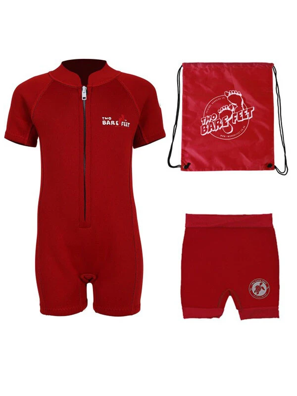 Deluxe Baby Swim Kit - Classic Wetsuit + Nappy Shorts + Bag (Red) 1 Deluxe Baby Swim Kit - Classic Wetsuit + Nappy Shorts + Bag (Red)