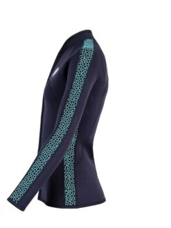 Two Bare Feet Womens Silicone Print Series Full Zip 2.5mm Wetsuit Jacket (Black/Mint) -Surf Tide Motion silicone series jacket mint 3