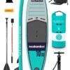 Two Bare Feet Sport Air (Allround XL) 10'10" X 33" X 6" Inflatable SUP Deluxe Carbon Hybrid Pack (Teal)