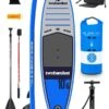 Two Bare Feet Sport Air (Allround) 10'6" X 33" X 4.75" Inflatable SUP Deluxe Carbon Hybrid Pack (Blue)