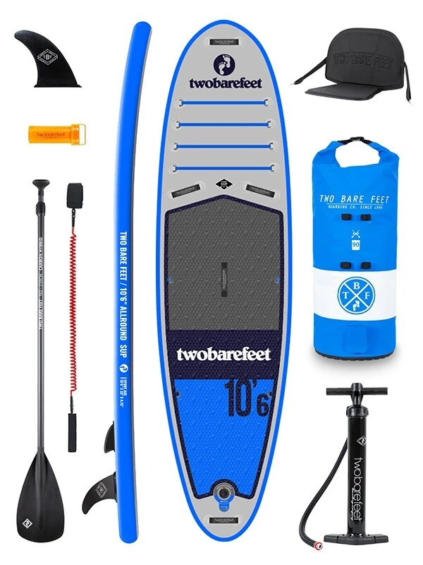 Two Bare Feet Sport Air (Allround) 10'6" X 33" X 4.75" Inflatable SUP Deluxe Carbon Hybrid Pack (Blue) 1 Two Bare Feet Sport Air (Allround) 10'6" X 33" X 4.75" Inflatable SUP Deluxe Carbon Hybrid Pack (Blue)