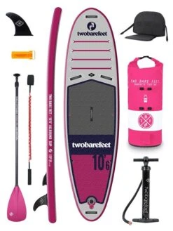Two Bare Feet Sport Air (Allround) 10'6" X 33" X 4.75" Inflatable SUP Deluxe Fibreglass Pack (Raspberry)