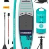 Two Bare Feet Sport Air (Allround) 10'6" X 33" X 4.75" Inflatable SUP Deluxe Carbon Hybrid Pack (Teal)