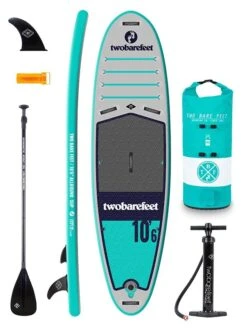 Two Bare Feet Sport Air (Allround) 10'6" X 33" X 4.75" Inflatable SUP Starter Pack (Teal)