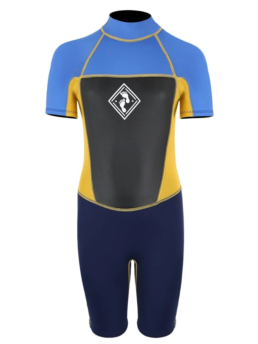 Two Bare Feet Squadron 3/2mm Junior Shorty Wetsuit (Blue/Yellow/Blue)