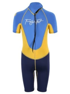 Two Bare Feet Squadron 3/2mm Junior Shorty Wetsuit (Blue/Yellow/Blue) -Surf Tide Motion squadron kids short arms short legs blue yellow aqua 5