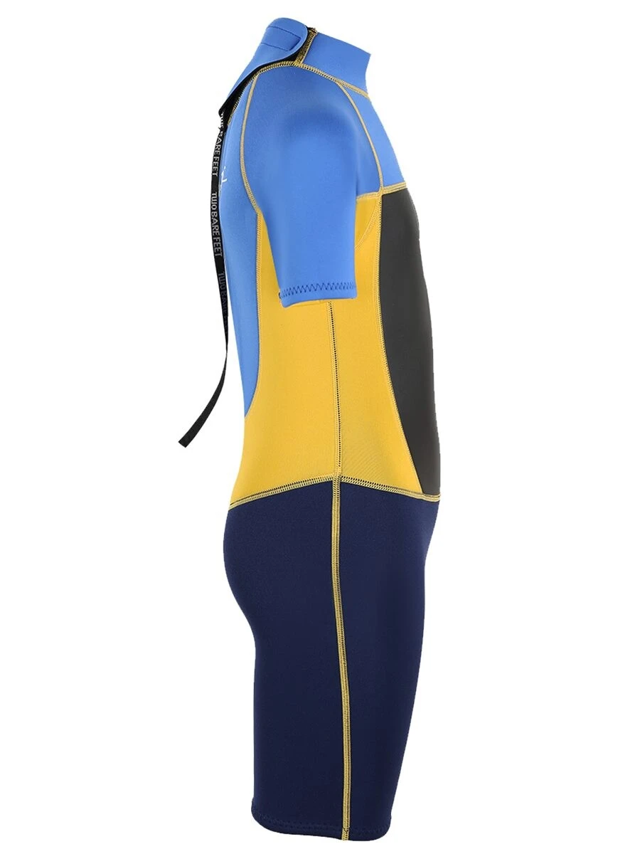 Two Bare Feet Squadron 3/2mm Junior Shorty Wetsuit (Blue/Yellow/Blue) - Image 7