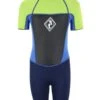 Two Bare Feet Squadron 3/2mm Junior Shorty Wetsuit (Lime/Blue/Blue)