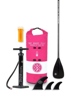 Two Bare Feet Sport Air (Allround) 10'6" X 33" X 4.75" Inflatable SUP Starter Pack (Raspberry) -Surf Tide Motion starter pink