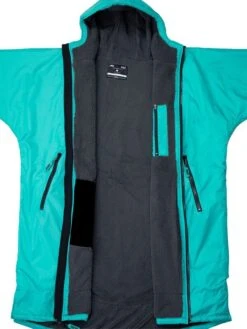 Two Bare Feet Weatherproof Changing Robe With Changing Mat (Teal/Charcoal) -Surf Tide Motion teal charcoal 3