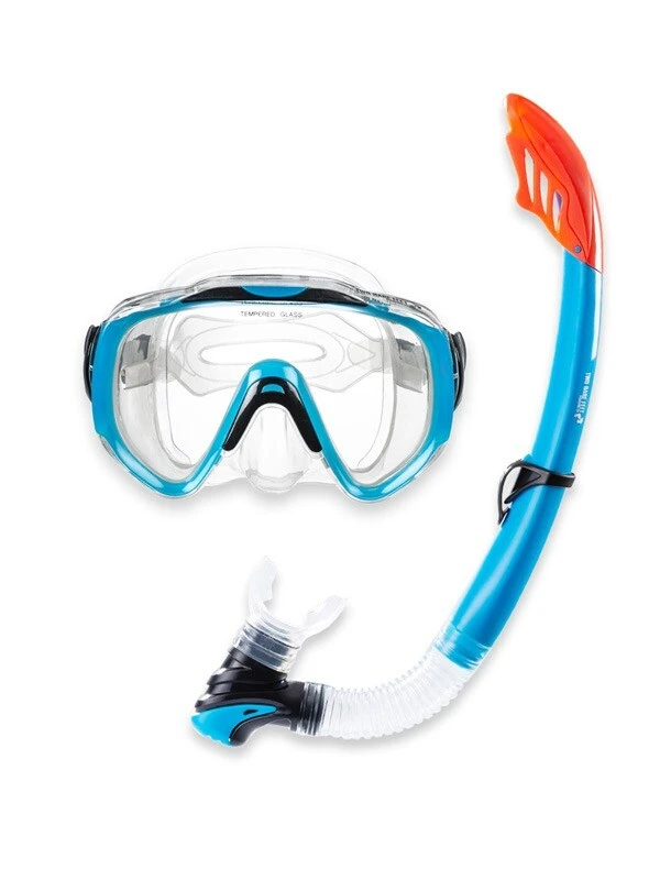 Two Bare Feet Adult Silicone Mask, Snorkel & F70 Fins 3 Piece Set 2 (Aqua) - Image 2