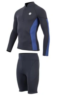 Two Bare Feet Perspective Half Zip 2.5mm Wetsuit Jacket & Shorts Set (Black/Blue) -Surf Tide Motion u1y1bg 6