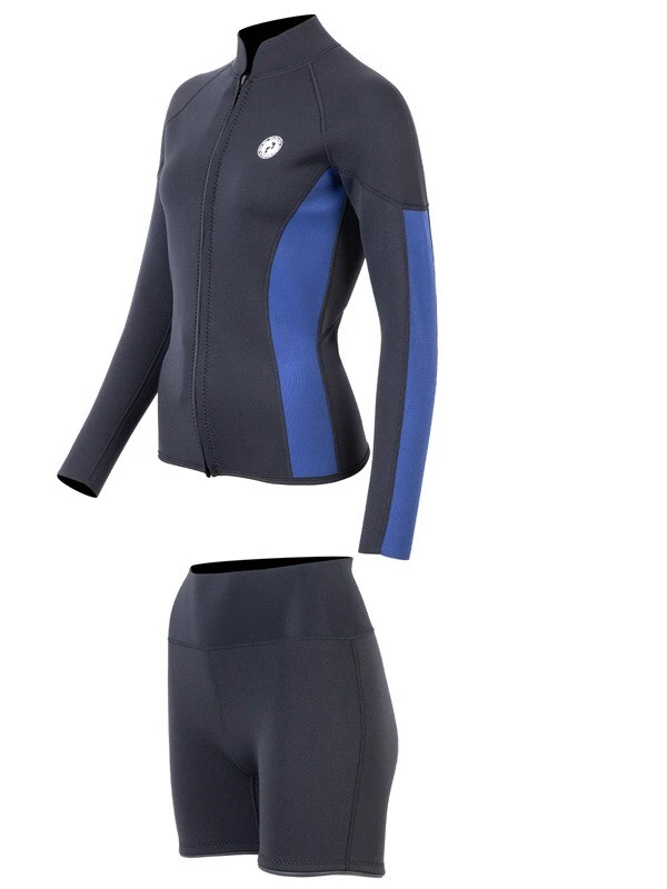 Two Bare Feet Unisex Perspective Full Zip 2.5mm Wetsuit Jacket & Hotpants Set (Black/Blue) 3 Two Bare Feet Unisex Perspective Full Zip 2.5mm Wetsuit Jacket & Hotpants Set (Black/Blue) - Image 3