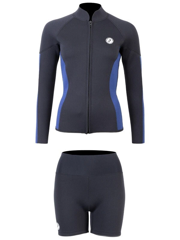 Two Bare Feet Unisex Perspective Full Zip 2.5mm Wetsuit Jacket & Hotpants Set (Black/Blue) 2 Two Bare Feet Unisex Perspective Full Zip 2.5mm Wetsuit Jacket & Hotpants Set (Black/Blue) - Image 2