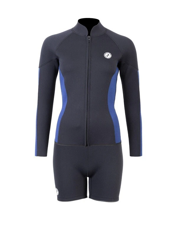 Two Bare Feet Unisex Perspective Full Zip 2.5mm Wetsuit Jacket & Hotpants Set (Black/Blue) 1 Two Bare Feet Unisex Perspective Full Zip 2.5mm Wetsuit Jacket & Hotpants Set (Black/Blue)