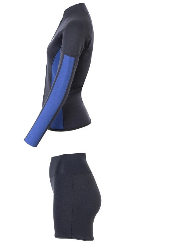 Two Bare Feet Unisex Perspective Full Zip 2.5mm Wetsuit Jacket & Hotpants Set (Black/Blue) 4 Two Bare Feet Unisex Perspective Full Zip 2.5mm Wetsuit Jacket & Hotpants Set (Black/Blue) - Image 4