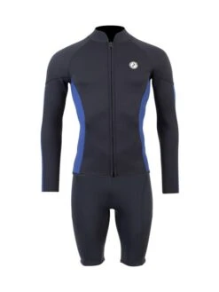 Two Bare Feet Perspective Full Zip 2.5mm Wetsuit Jacket & Shorts Set (Black/Blue)