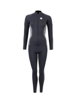 Two Bare Feet Unisex Perspective Full Zip 2.5mm Wetsuit Jacket & Pants Set (Black/Grey)