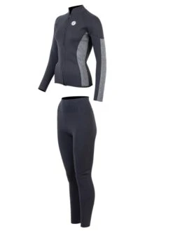 Two Bare Feet Unisex Perspective Full Zip 2.5mm Wetsuit Jacket & Pants Set (Black/Grey) -Surf Tide Motion ub55jh y