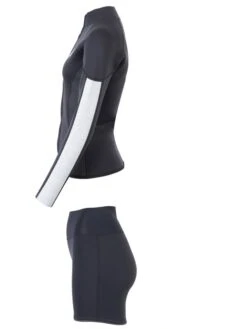 Two Bare Feet Unisex Perspective Full Zip 2.5mm Wetsuit Jacket & Hotpants Set (Black/Grey/Grey) -Surf Tide Motion ucdcww l