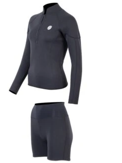 Two Bare Feet Unisex Perspective Half Zip 2.5mm Wetsuit Jacket & Hotpants Set (Black) -Surf Tide Motion ueiqyt u