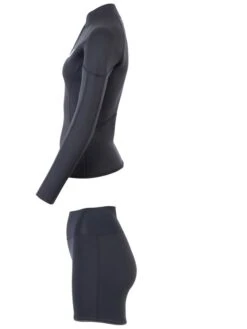 Two Bare Feet Unisex Perspective Half Zip 2.5mm Wetsuit Jacket & Hotpants Set (Black) -Surf Tide Motion ueiqyt x