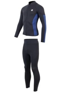 Two Bare Feet Perspective Full Zip 2.5mm Wetsuit Jacket & Pants Set (Black/Blue) -Surf Tide Motion ues6l5 b