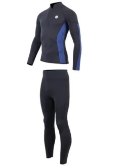 Two Bare Feet Perspective Half Zip 2.5mm Wetsuit Jacket & Pants Set (Black/Blue) -Surf Tide Motion uhlqcb b