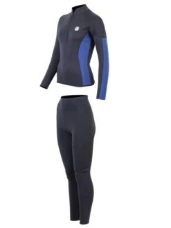 Two Bare Feet Unisex Perspective Half Zip 2.5mm Wetsuit Jacket & Pants Set (Black/Blue) -Surf Tide Motion uhlqcb b 1