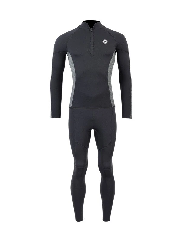 Two Bare Feet Perspective Half Zip 2.5mm Wetsuit Jacket & Pants Set (Black/Grey)